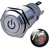 40mm 1.57 Momentary Big Push Button Switch 2 Color Light Red And Green 12VDC/AC Stainless Steel 316 Waterproof IP67 DPDT With Wire (Volts, 12)